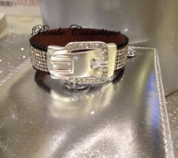 Sublime Bracelet femme argenté fermeture aimanté en boucle de ceinture trés chic strass neuf