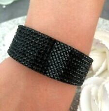 Idée Cadeau sublime bracelet femme strass noir ferméture aimanté neuf