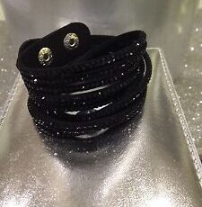 Sublime Bracelet femme clouté multi rang double tour noir strass fermoir préssion neuf