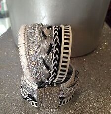 M3 Bijoux Bracelet Aimente Manchette Strass Breloque Fantaisie Noir Et Blanc