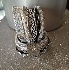 M4 Bijoux Bracelet Aimente Manchette Strass Breloque Fantaisie Noir Et Blanc